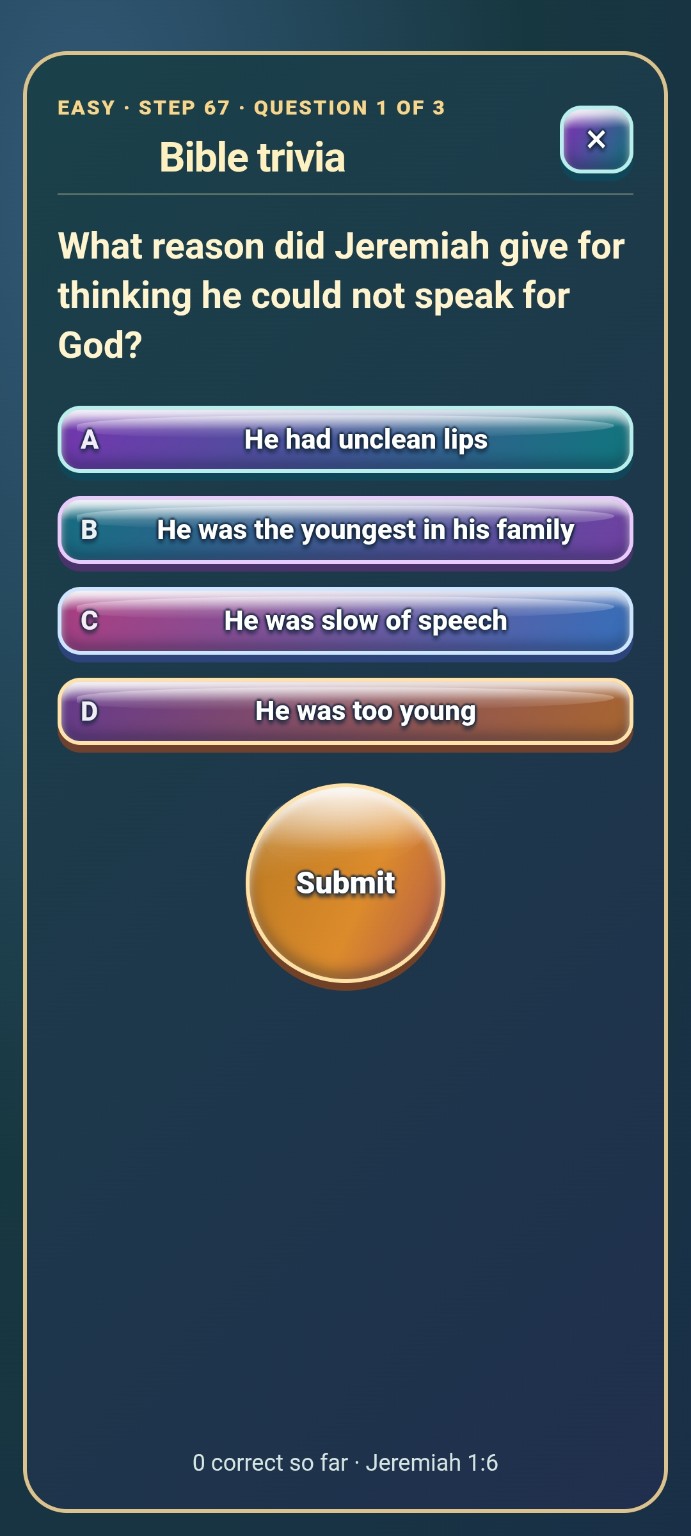 Choose your answer in Interactive Bible Journeys