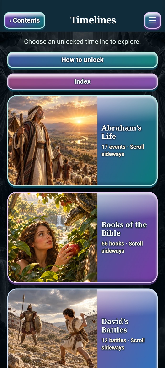 Choose a timeline in Interactive Bible Journeys