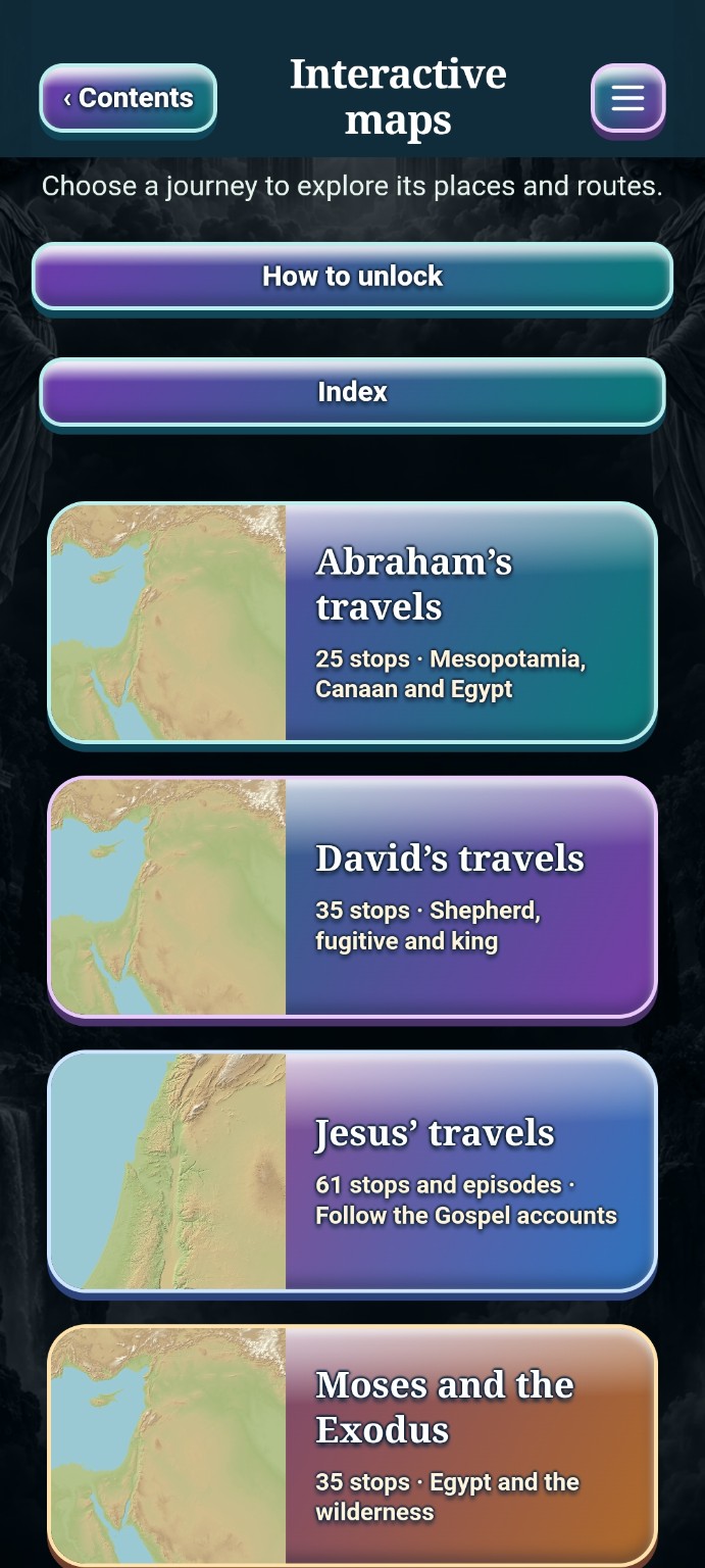 Choose an interactive map in Interactive Bible Journeys