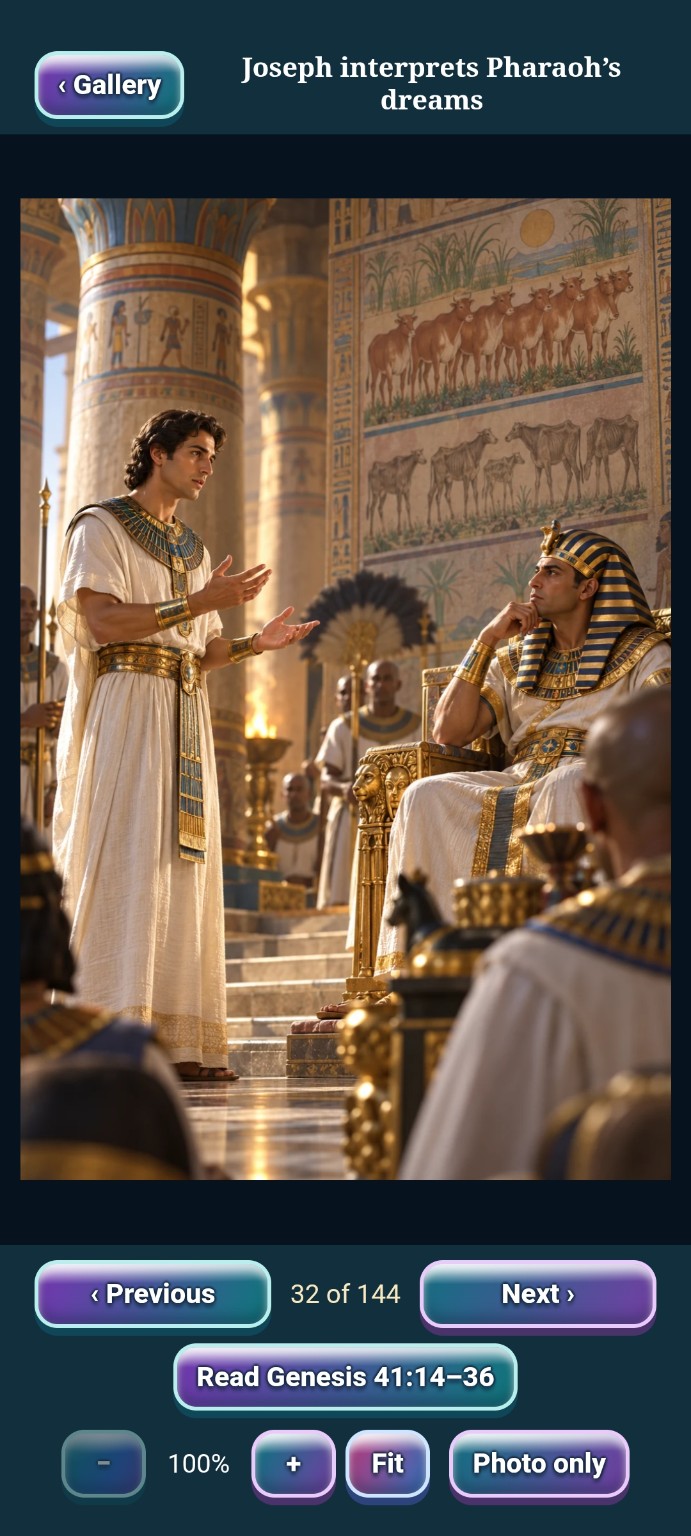 Joseph interprets Pharaoh’s dreams in Interactive Bible Journeys