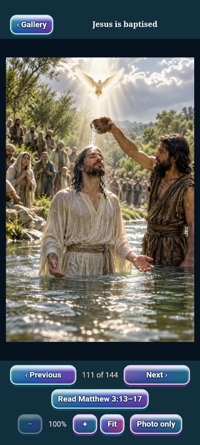 Jesus is baptised in Interactive Bible Journeys